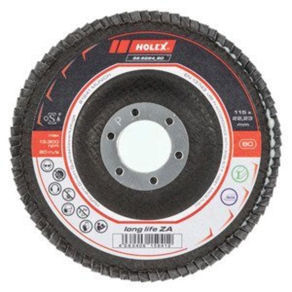 Holex Abrasive flap disc long life ZA, conical, Dia 115 mm, Grit: 80 565284 80